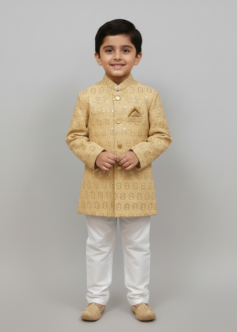 Royal Gold Embroidered Prince Coat Set