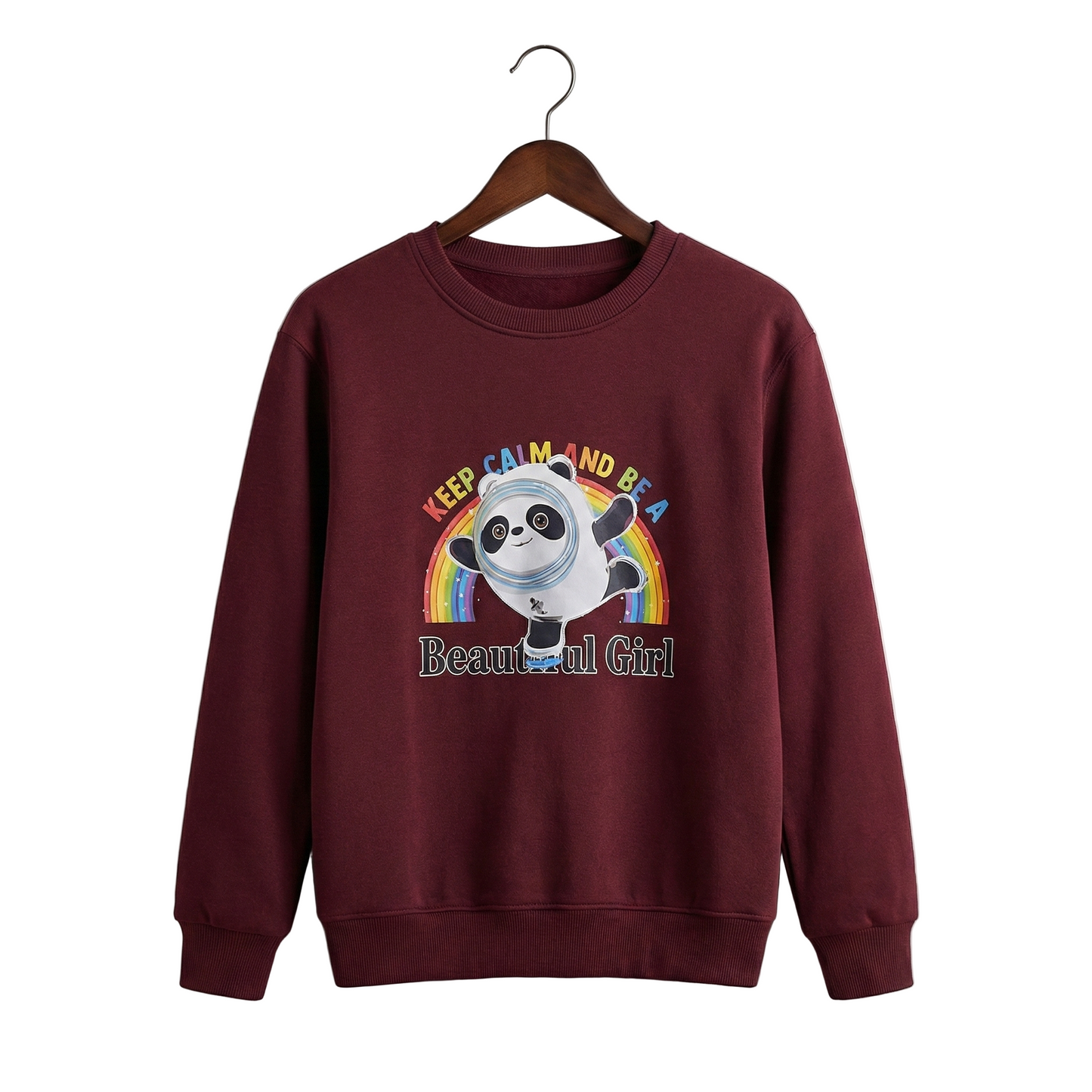 Maroon "Space Panda" Girls Sweatshirt