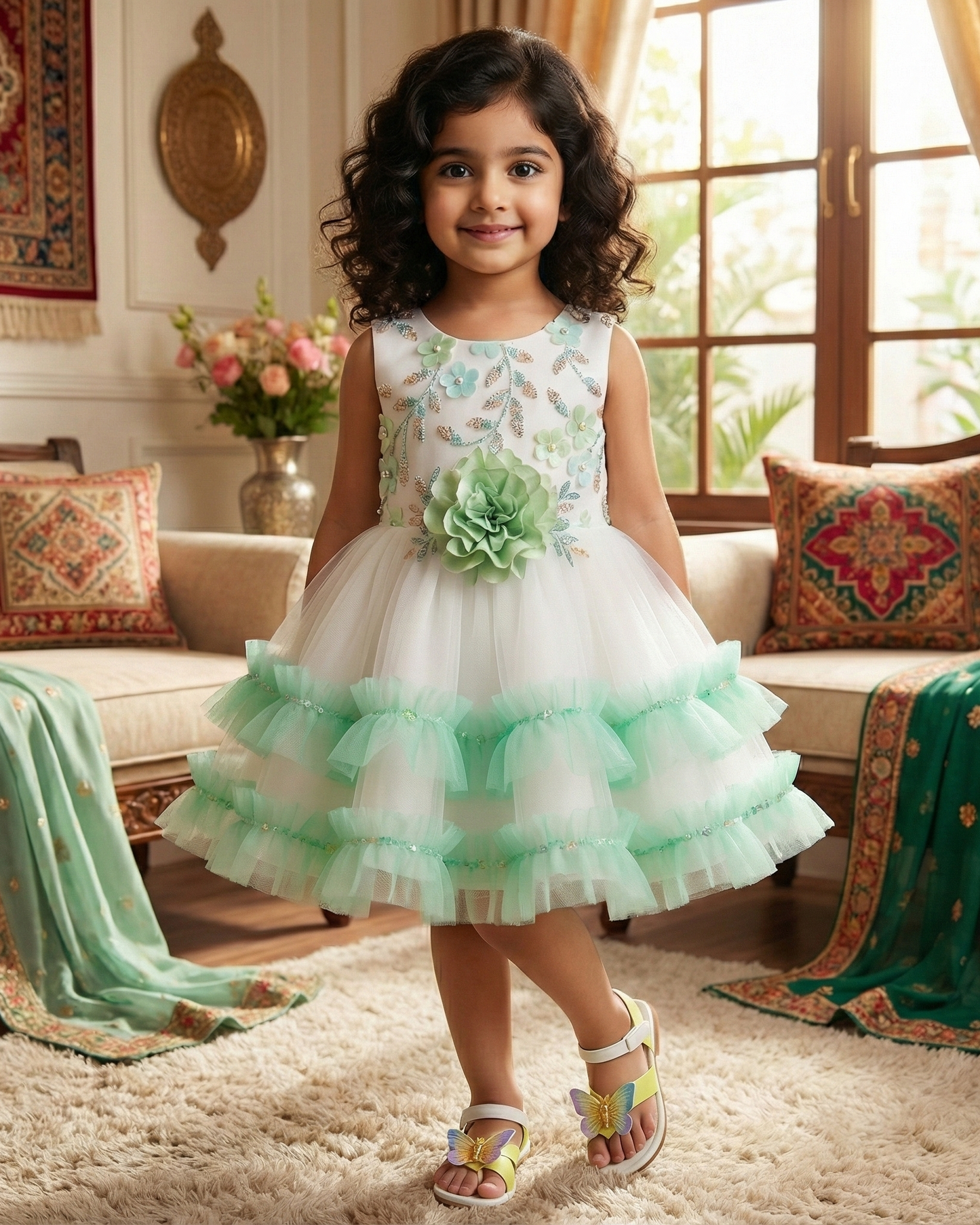 Party Dress with Butterfly Sandals