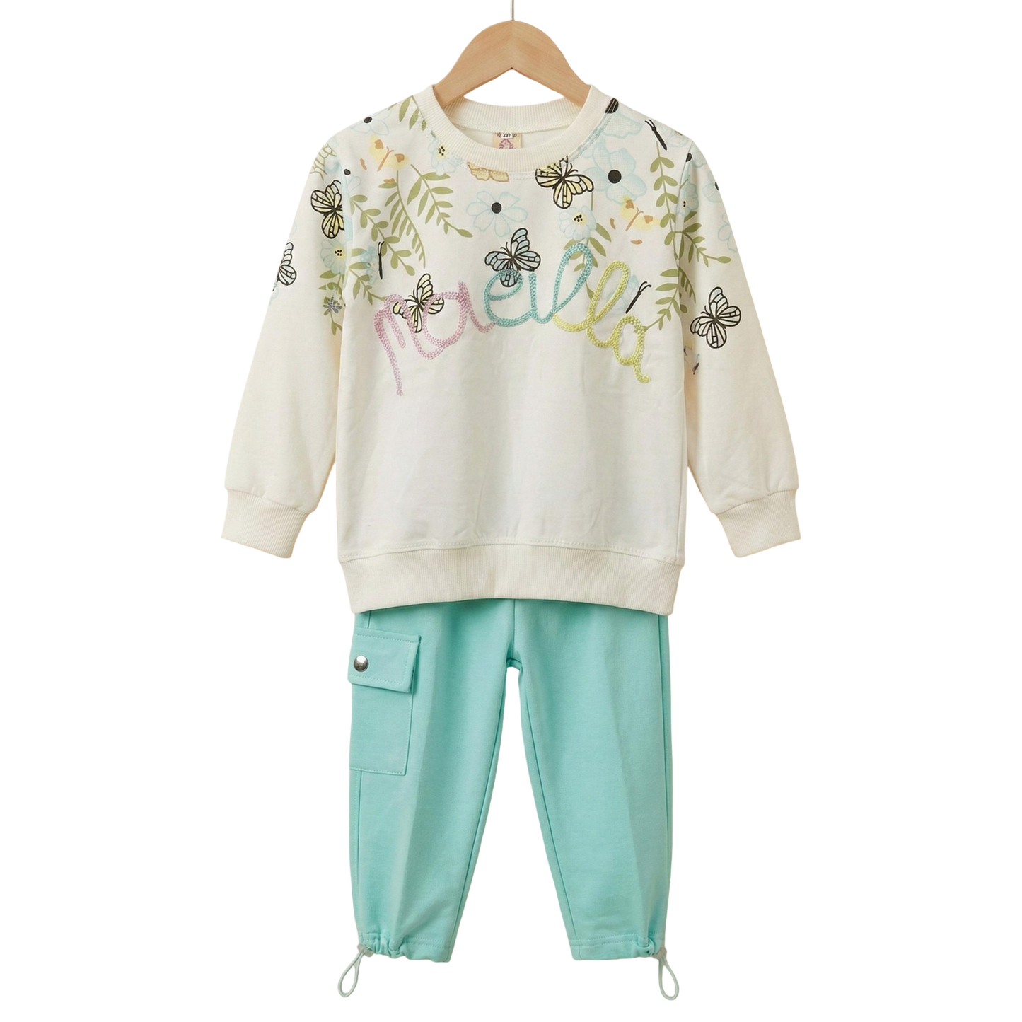 Floral & Butterfly Printed Kids 2-Piece Suit