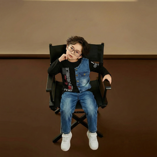 Denim Splice 2-Piece Set