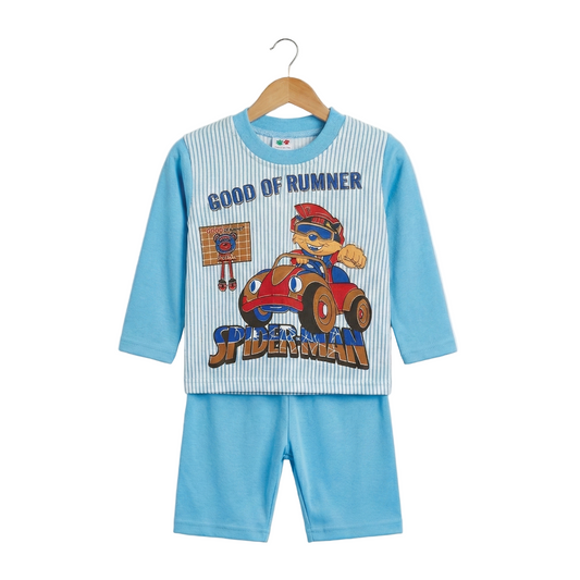 Children's pajama set with Spider-Man design on a white background