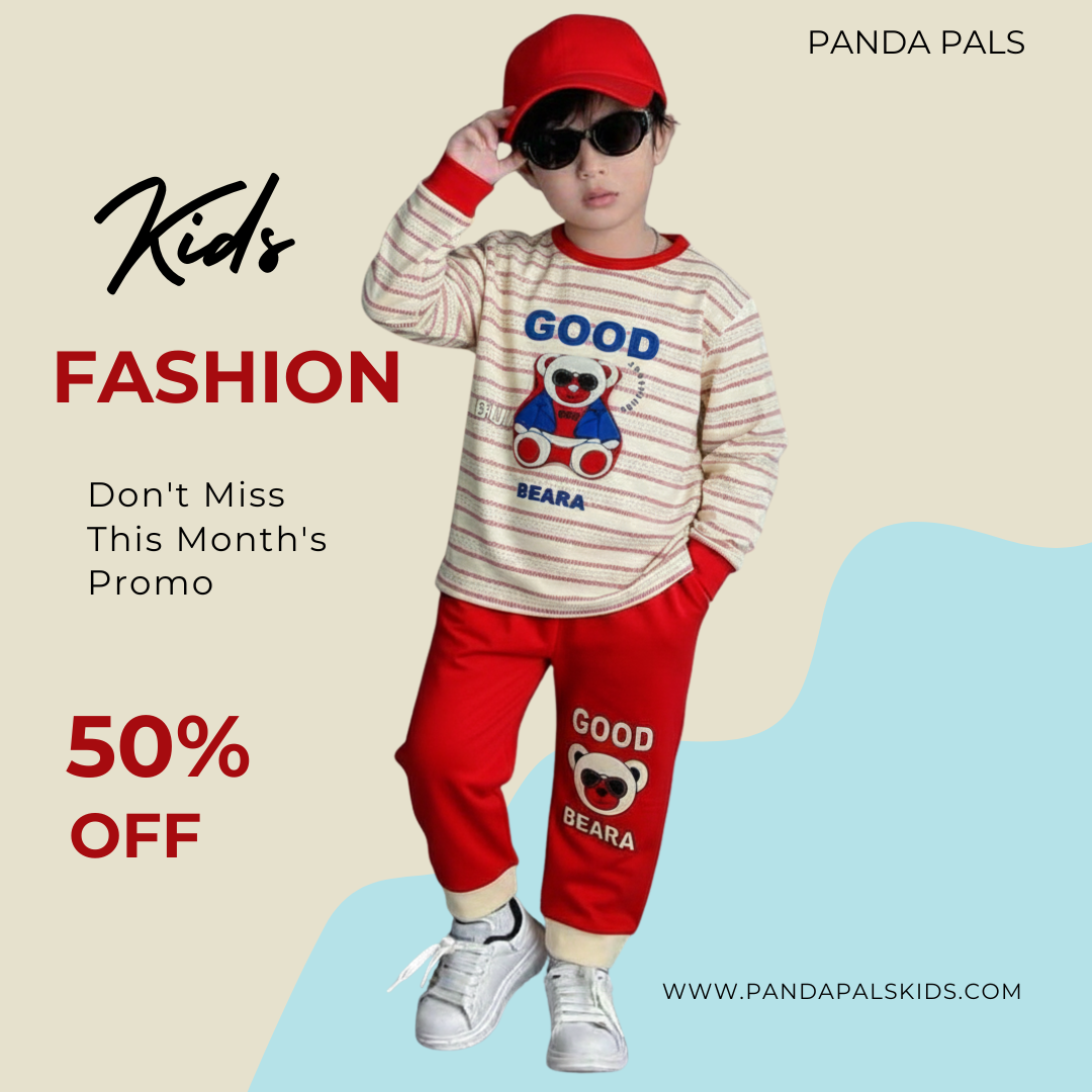 Good Beara Red Striped Teddy Co-ord Set