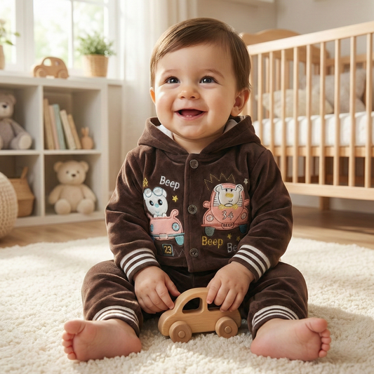 "Beep Beep" Bear Cozy Hooded Set