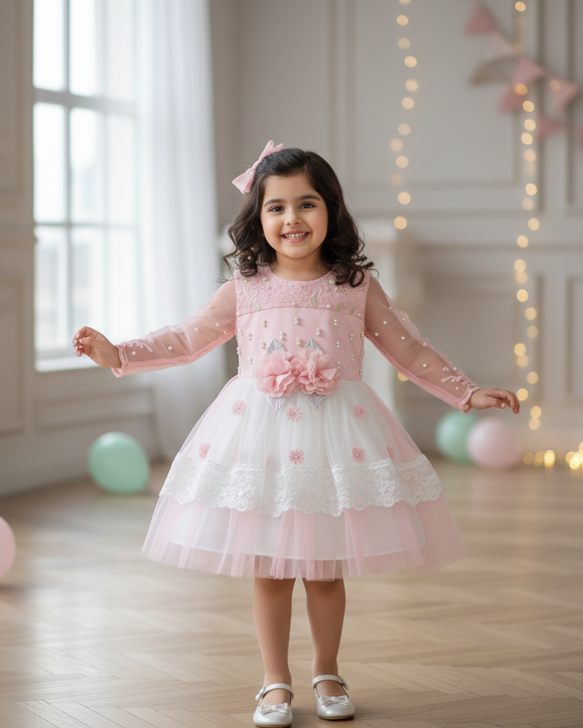 Blush Pink Floral Princess Frock