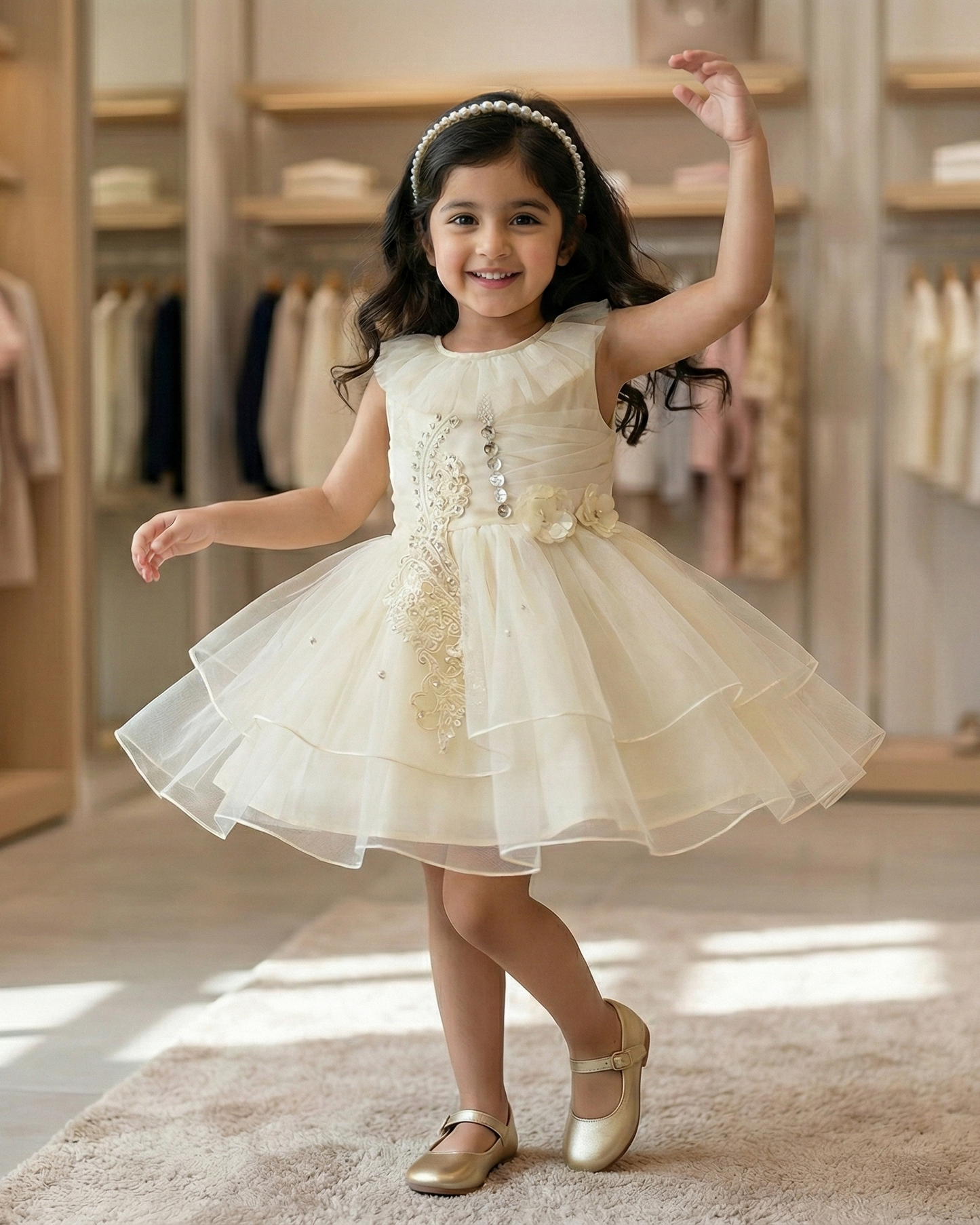 Enchanting Ivory Pearl Tulle Frock