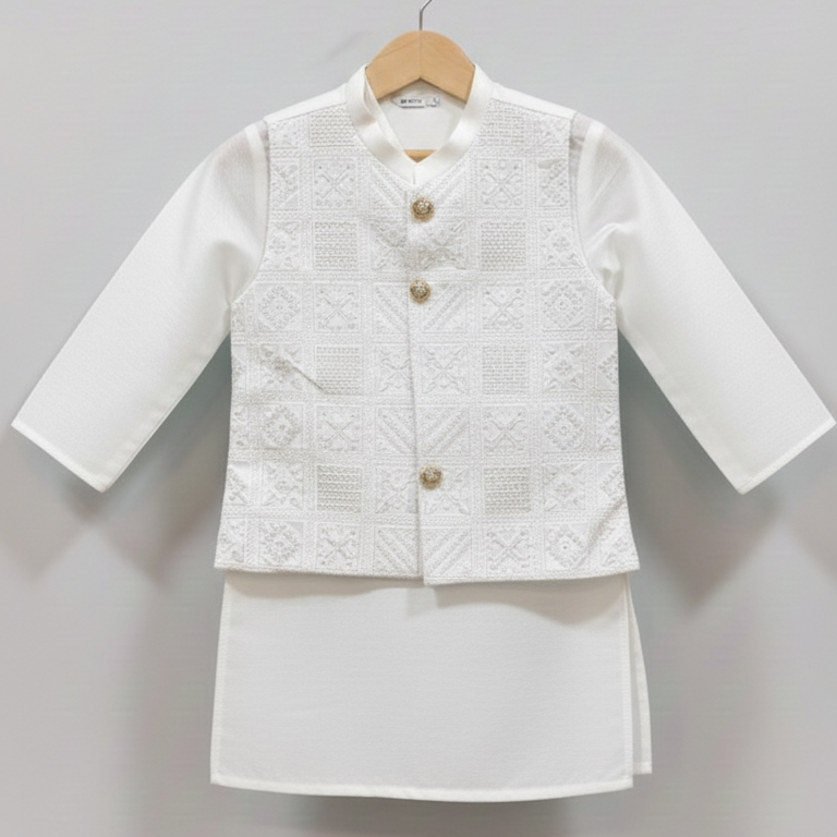 The Elegant  Kurta and Waistcoat Set