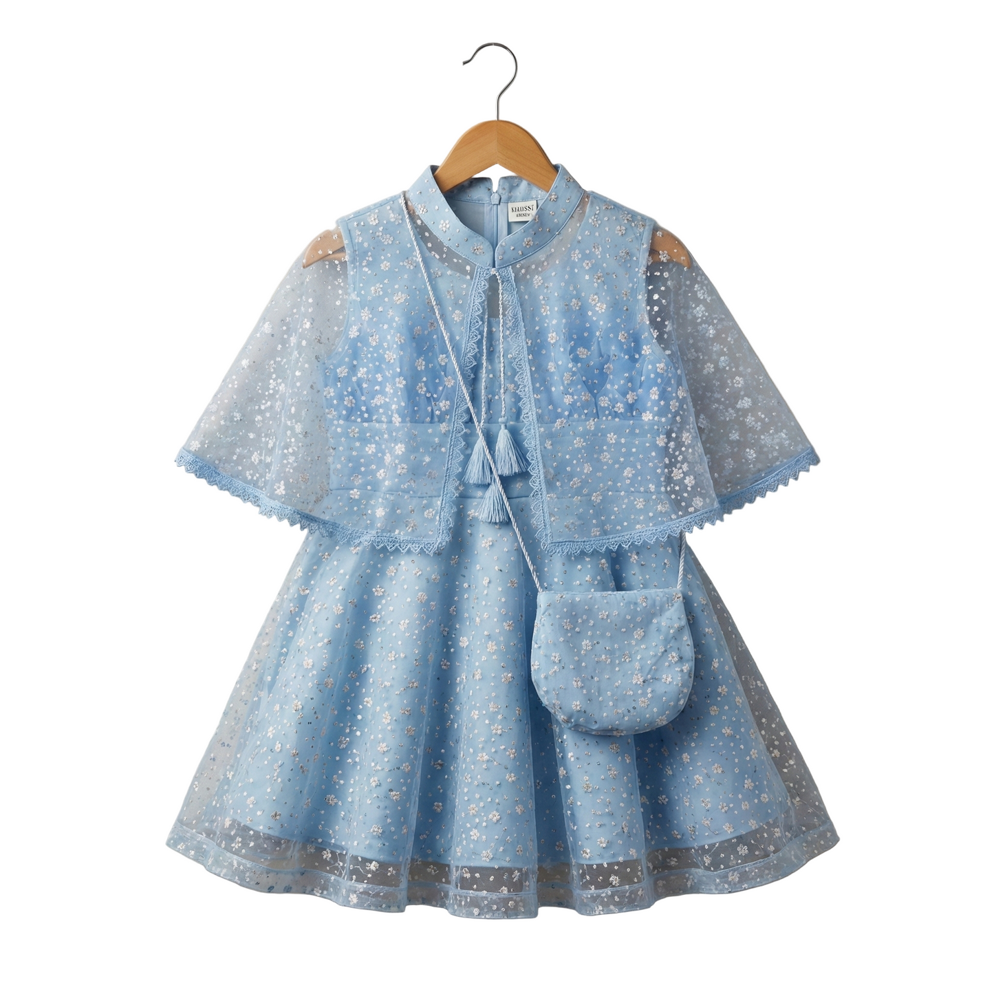 Celestial Sky Blue Floral Net Frock