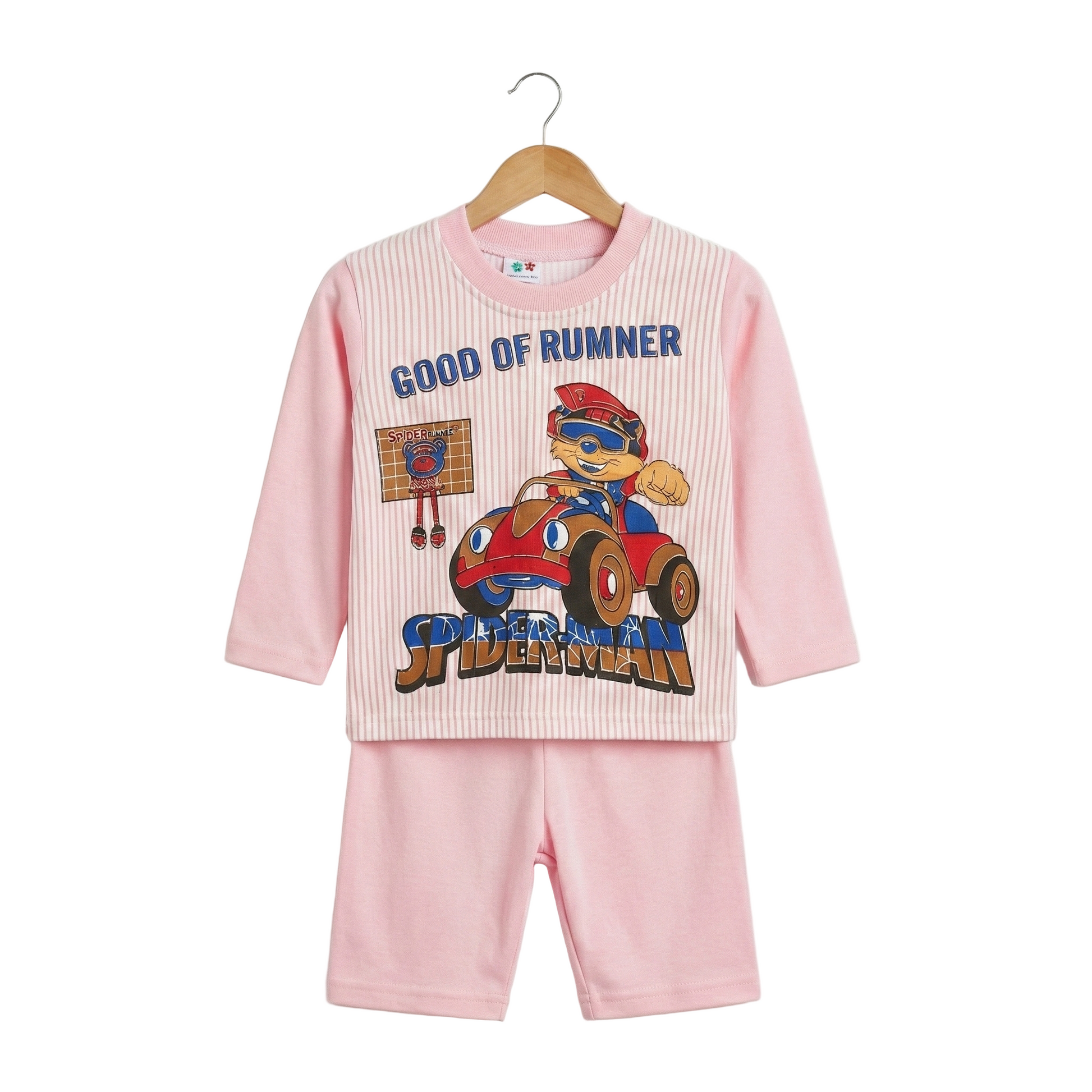 Children's pajama set with Spider-Man design on a white background