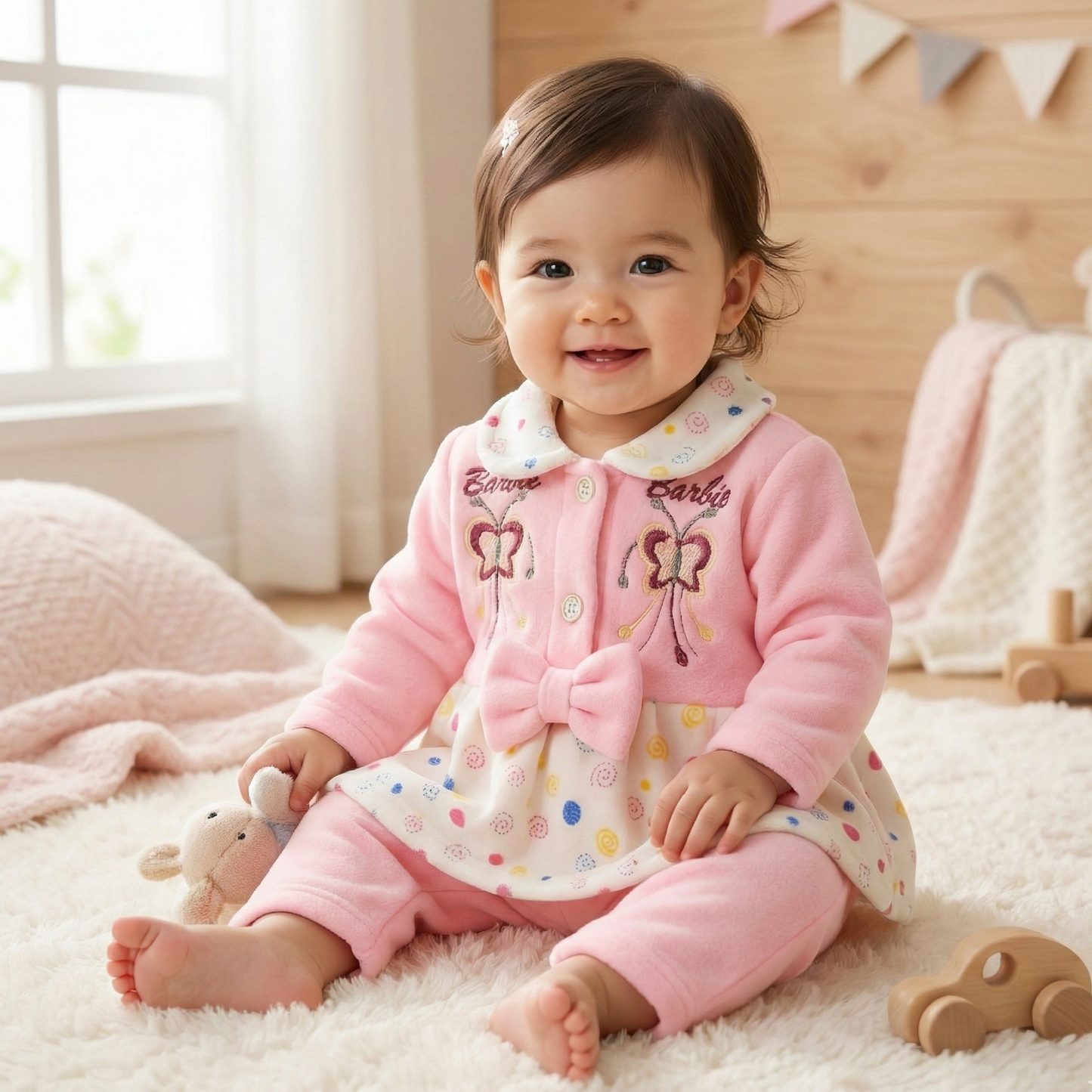 Blossom - Cozy Fleece Butterfly Frock Set