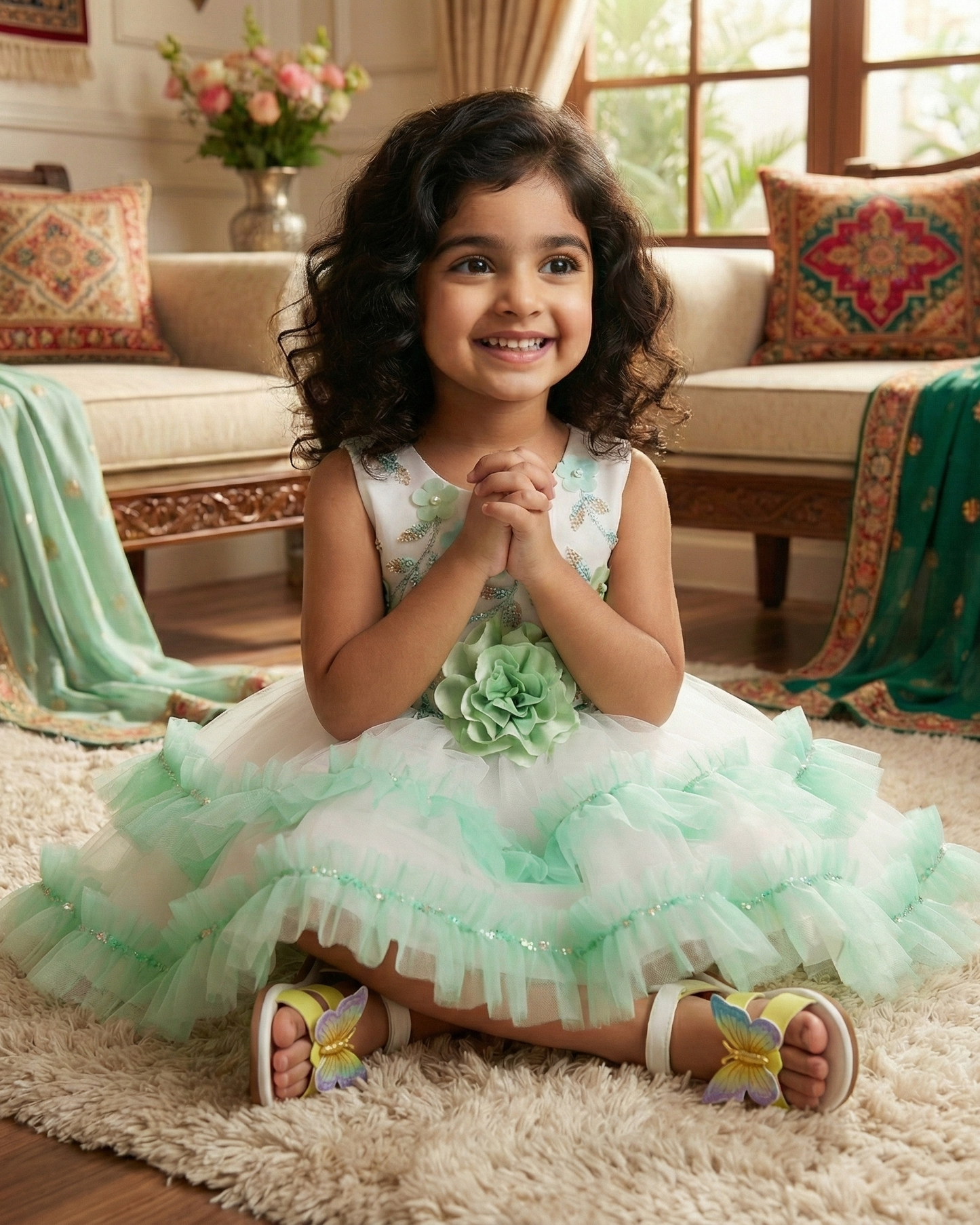 Party Dress with Butterfly Sandals