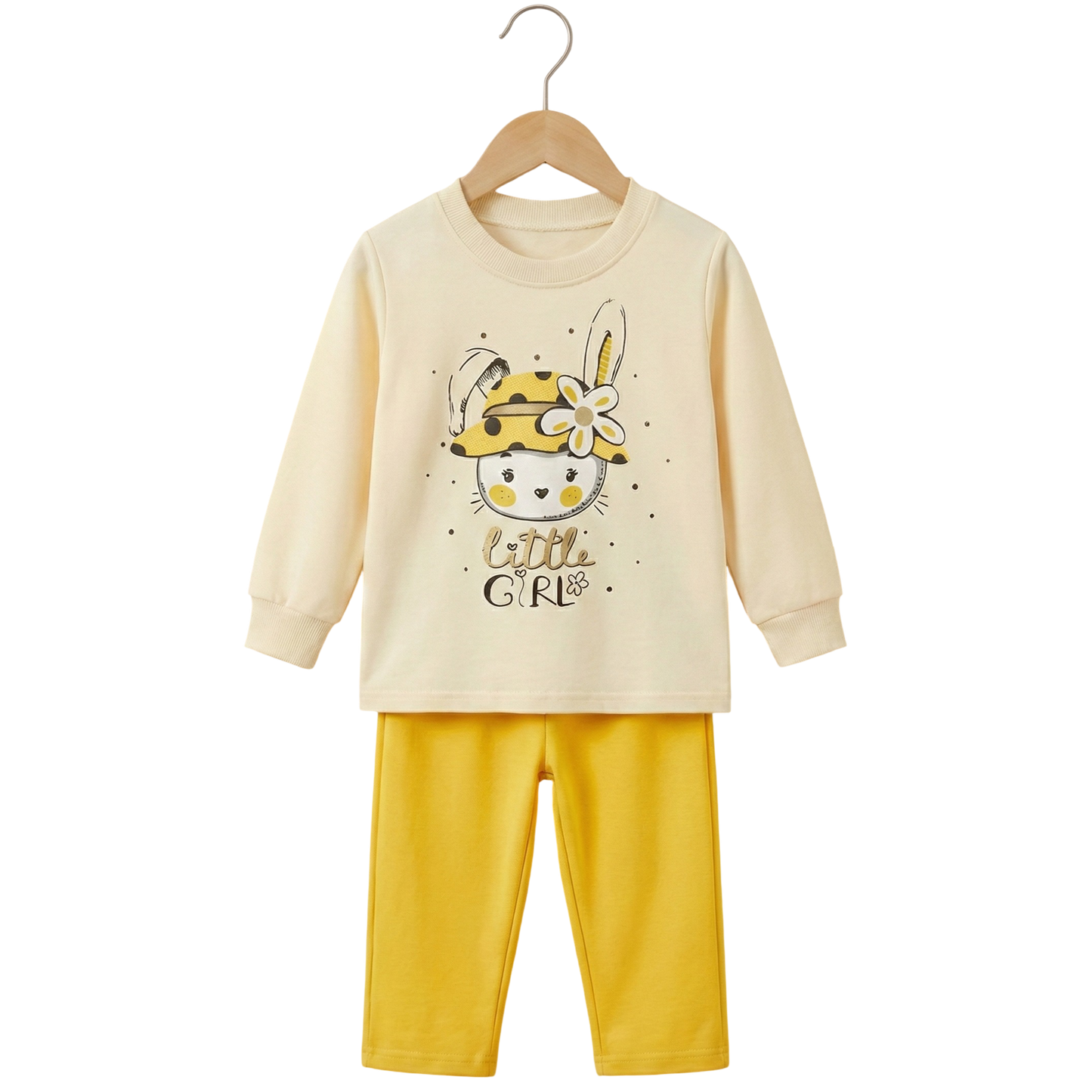 Little Girl Bunny Printed 2-Piece Suit