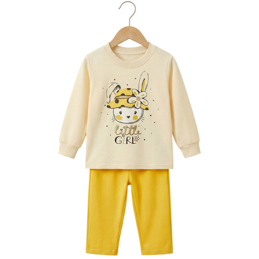 Little Girl Bunny Printed 2-Piece Suit