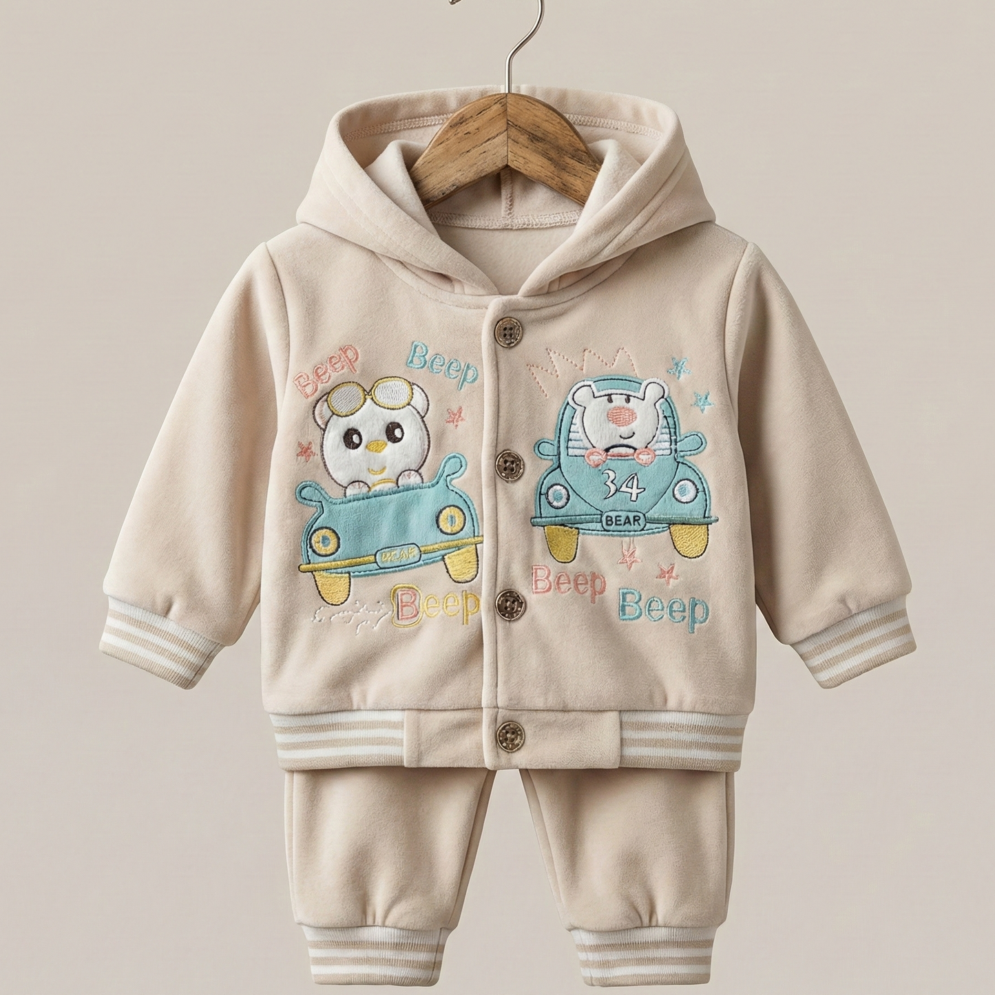 "Beep Beep" Bear Cozy Hooded Set
