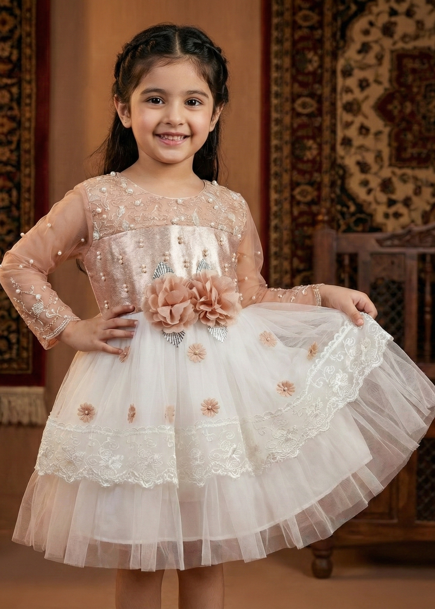 Blush Pink Floral Princess Frock
