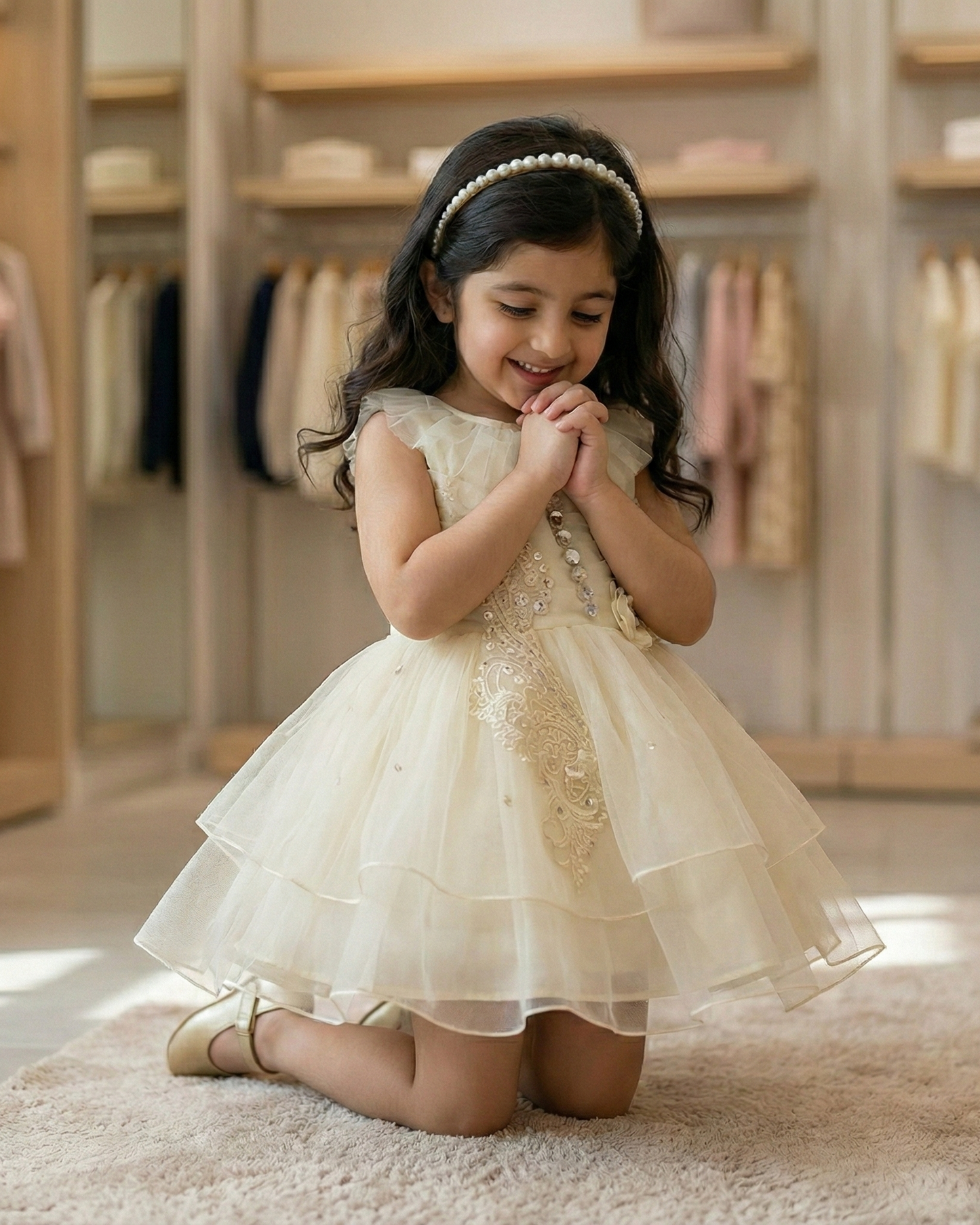 Enchanting Ivory Pearl Tulle Frock