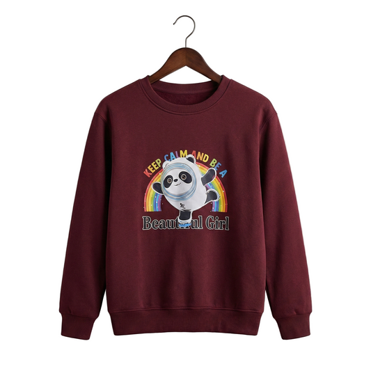 Maroon "Space Panda" Girls Sweatshirt