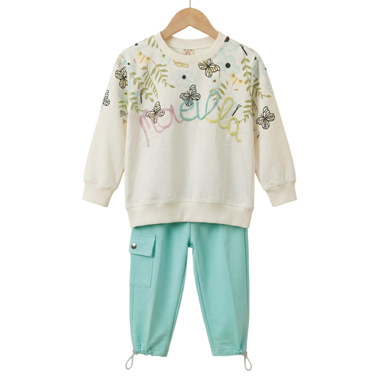 Floral & Butterfly Printed Kids 2-Piece Suit