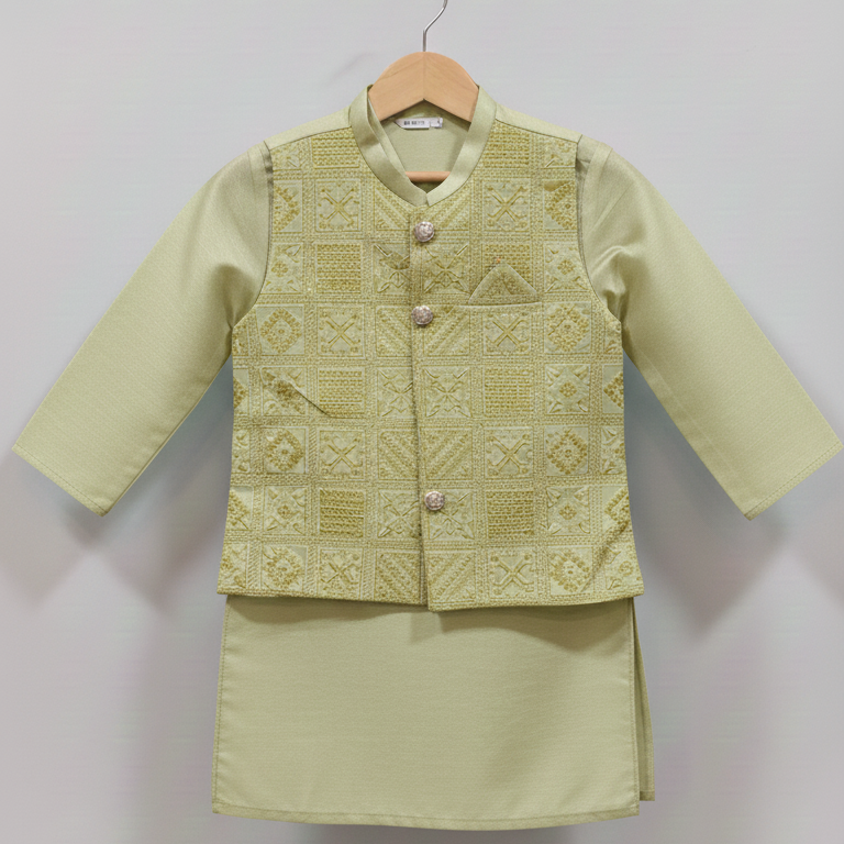 The Elegant  Kurta and Waistcoat Set