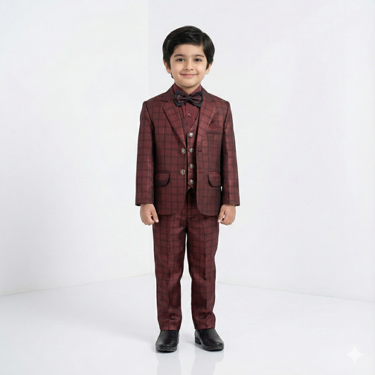 Royal Maroon 4-Piece Suit Set