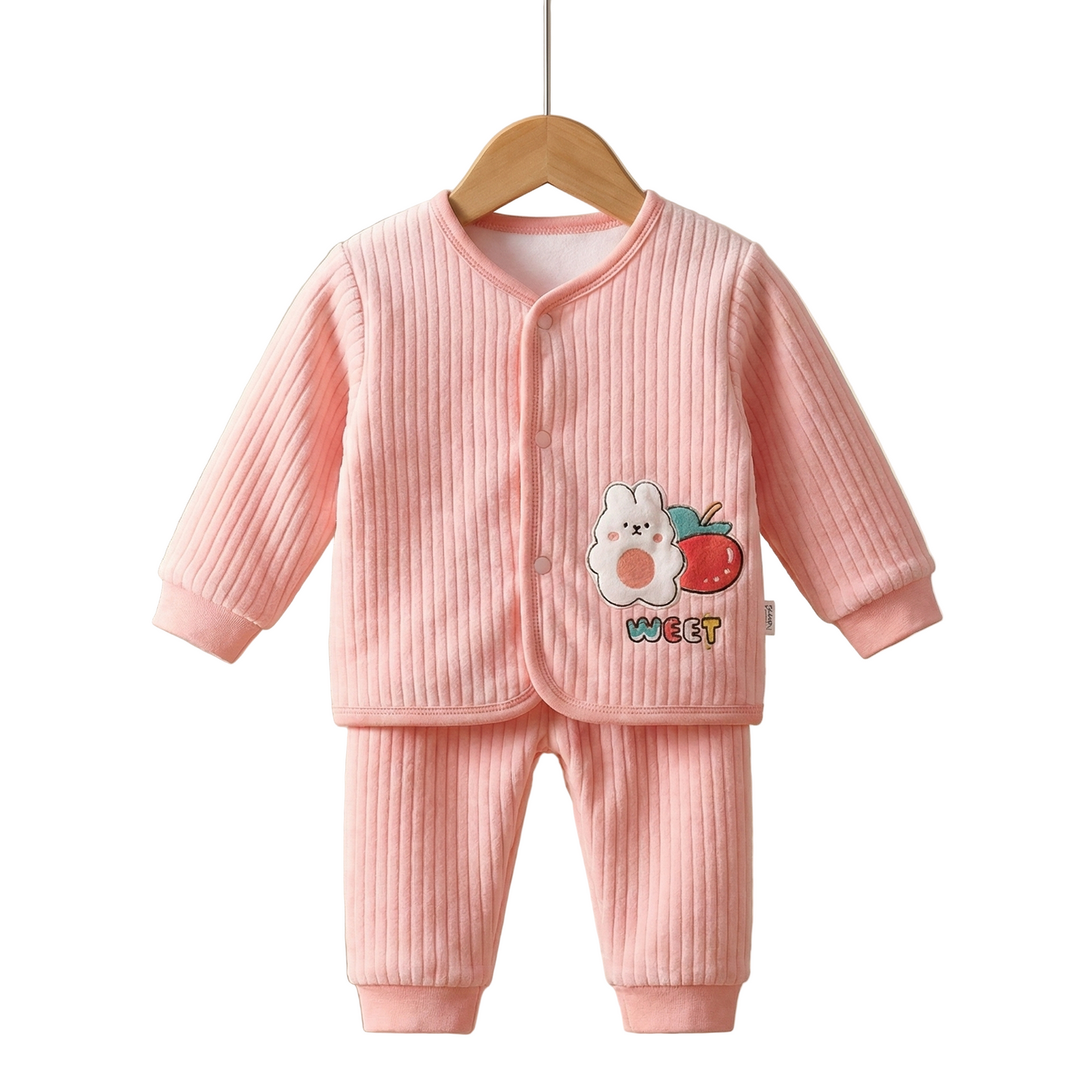 Sweet Bunny Pink Ribbed Thermal Set