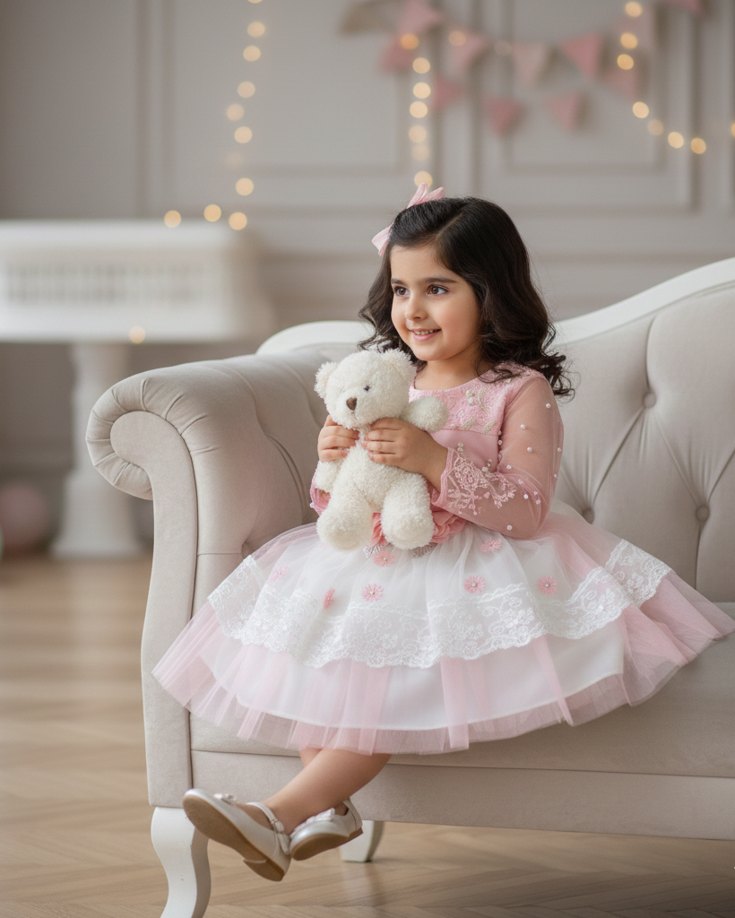 Blush Pink Floral Princess Frock