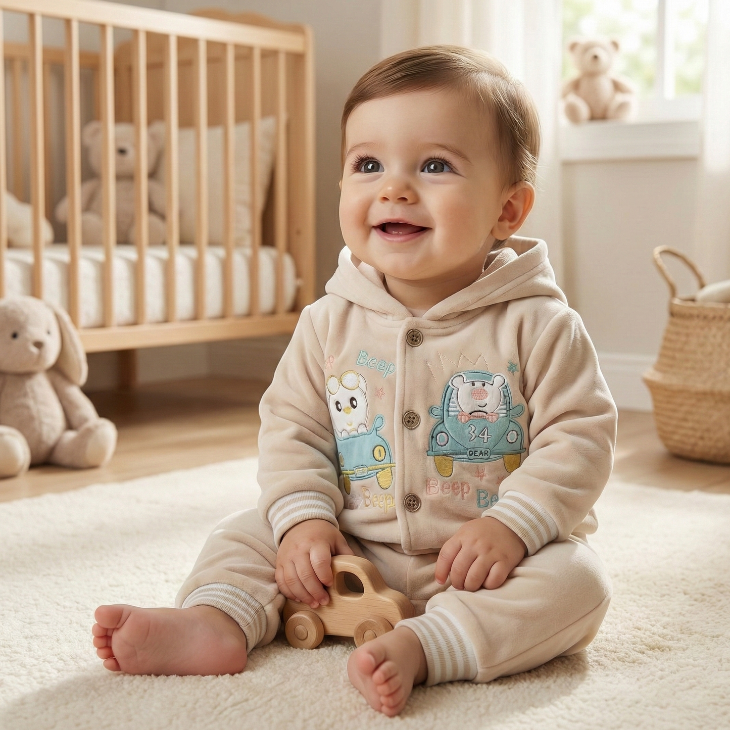 "Beep Beep" Bear Cozy Hooded Set
