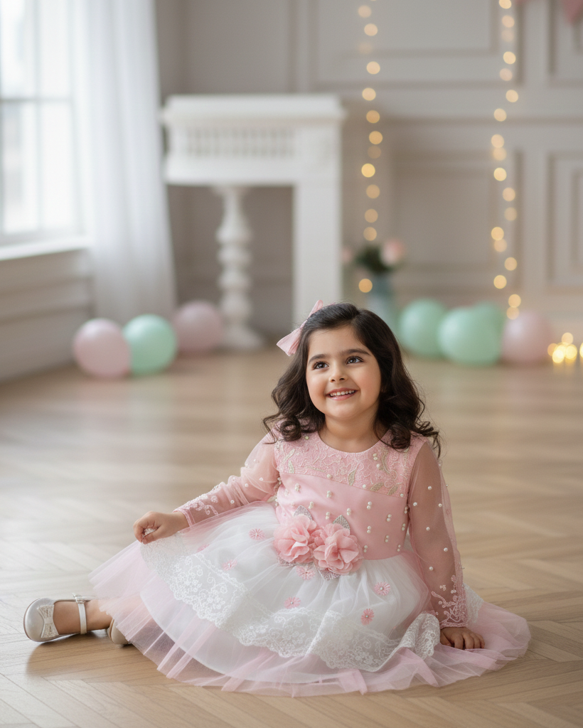 Blush Pink Floral Princess Frock