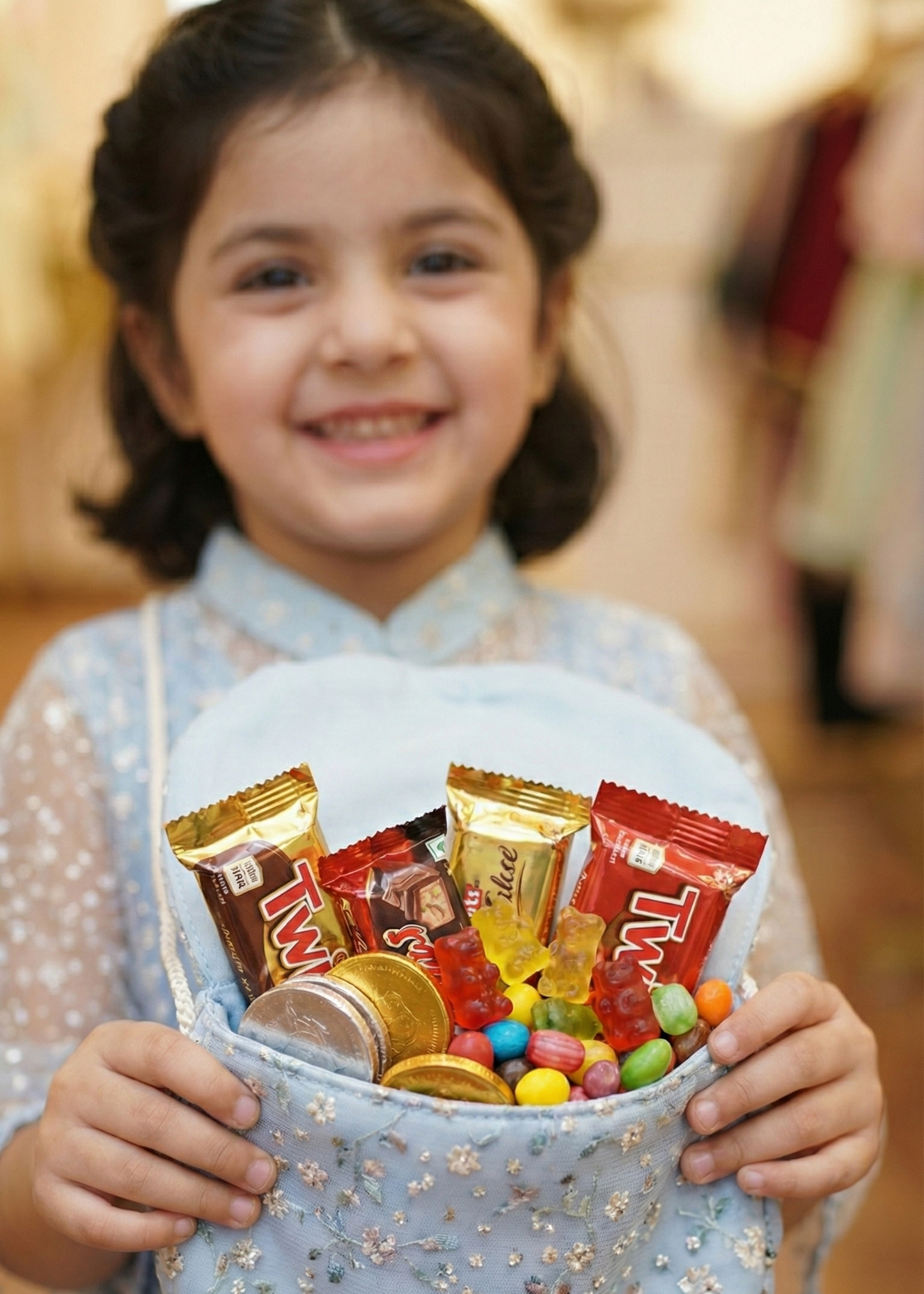 Celestial Sky Blue Floral Net Frock