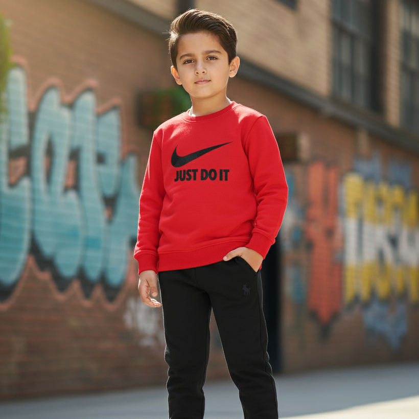 Red Nike 'Just Do It' Tracksuit Set