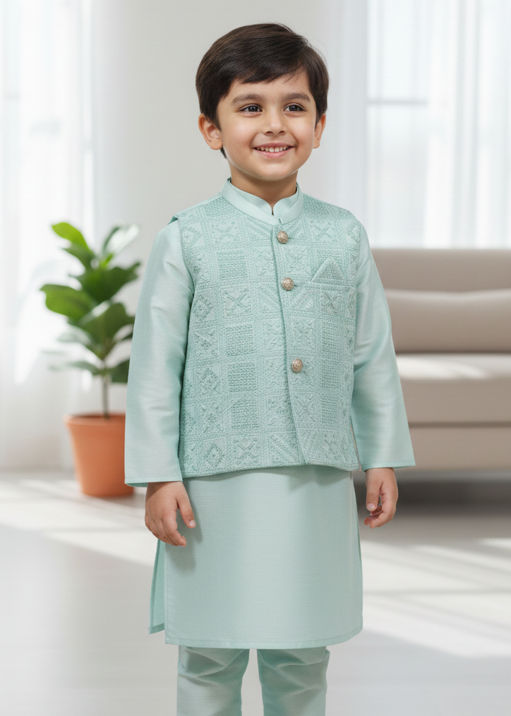 The Elegant  Kurta and Waistcoat Set