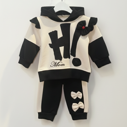 "Hi Mom" Bow-Detail Fleece Winter Set
