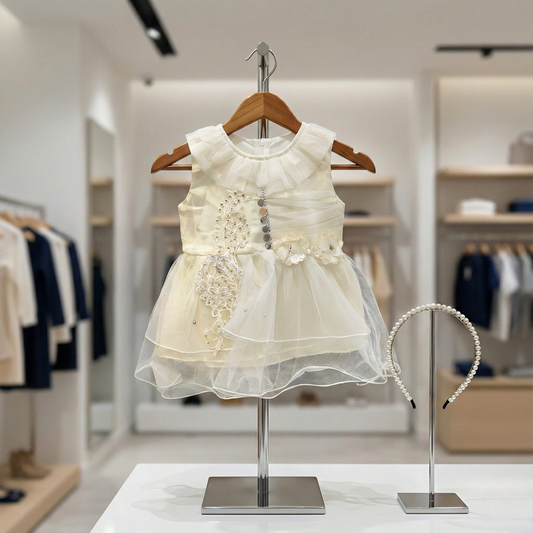 Enchanting Ivory Pearl Tulle Frock
