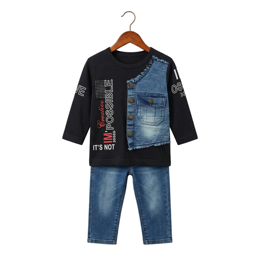 Denim Splice 2-Piece Set