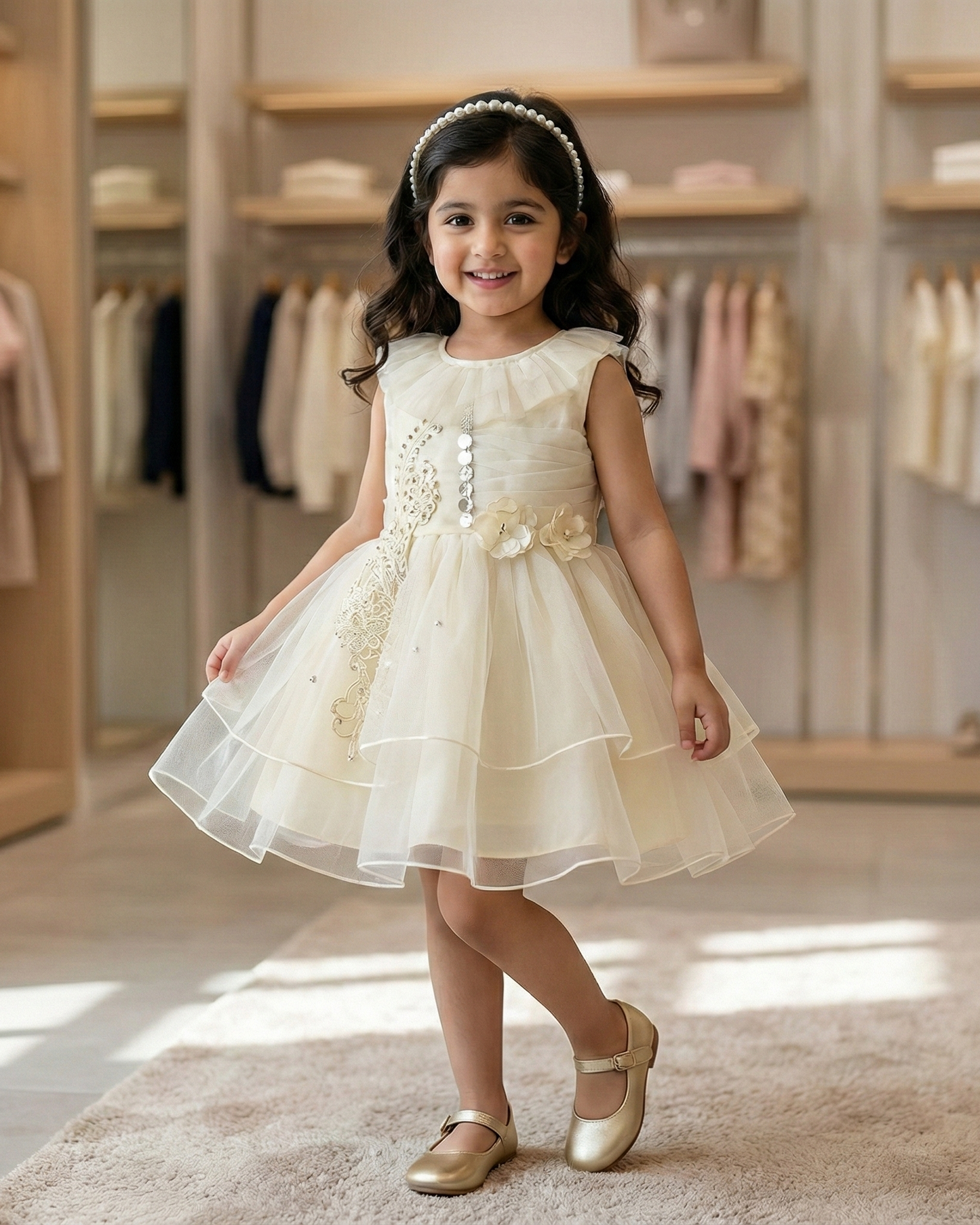 Enchanting Ivory Pearl Tulle Frock