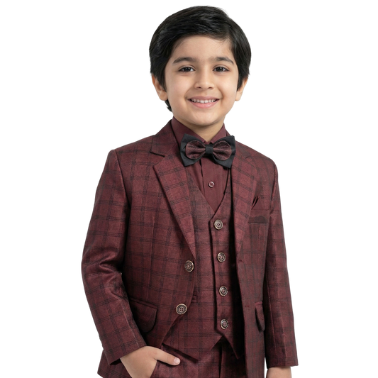 Royal Maroon 4-Piece Suit Set