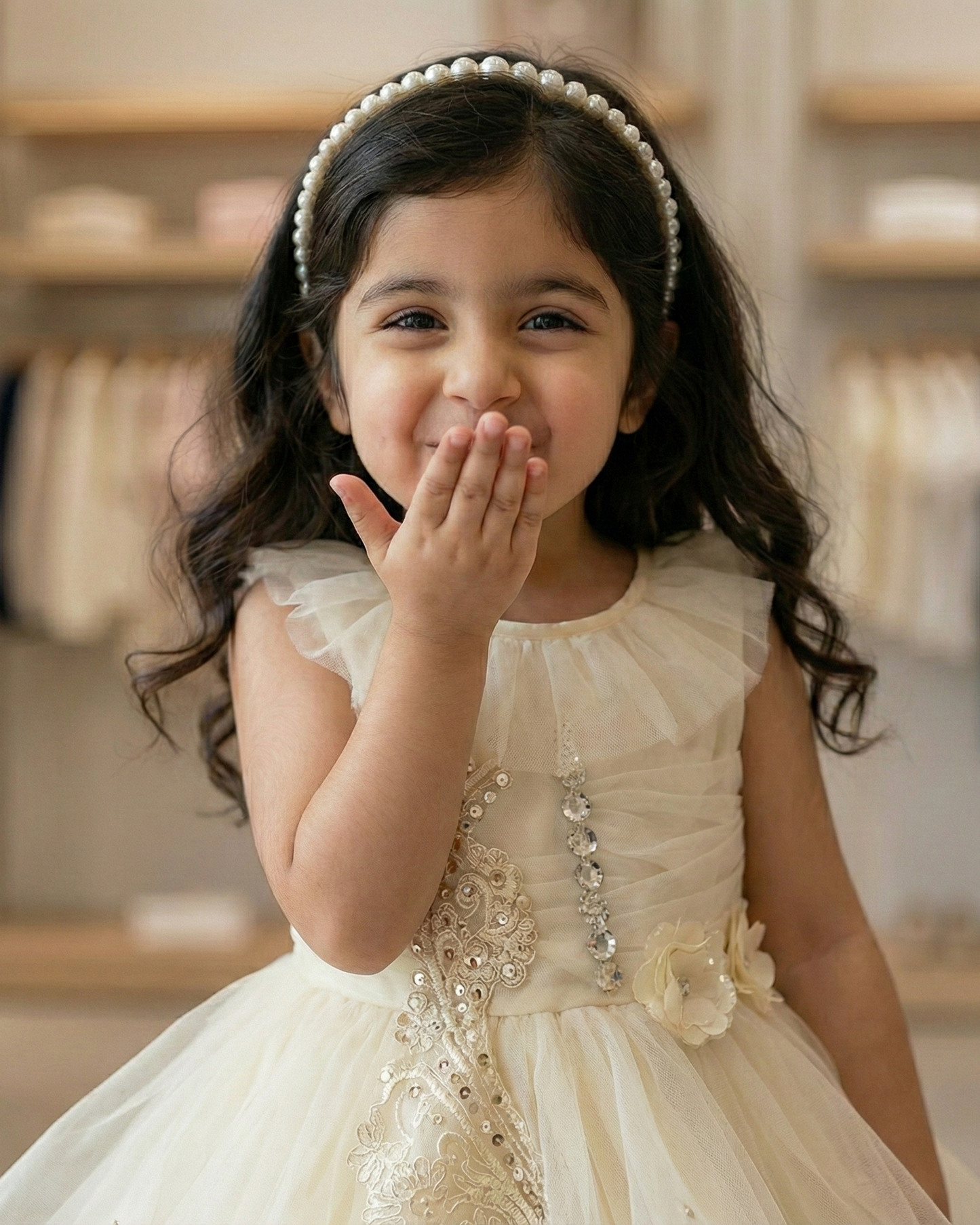 Enchanting Ivory Pearl Tulle Frock